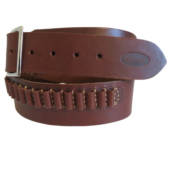 Heritage Brown Leather Cartridge Ammo Belt Western Hunting Size Large 122-1-LG-H - Picture 2 of 9
